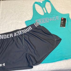 Under Armour Racerback Tank Top & Short Set Bundle